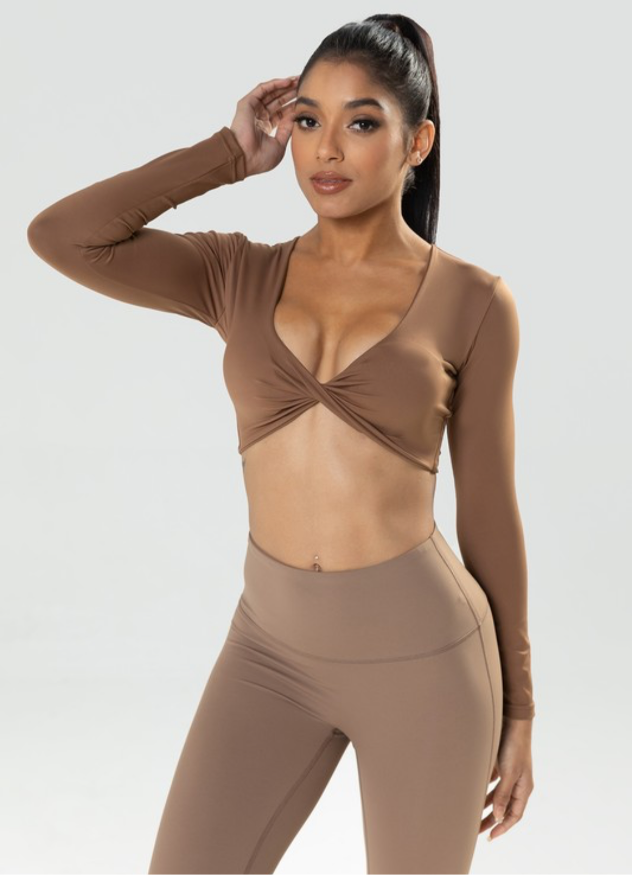 LONG SLEEVE ACTIVE TOP (BROWN)